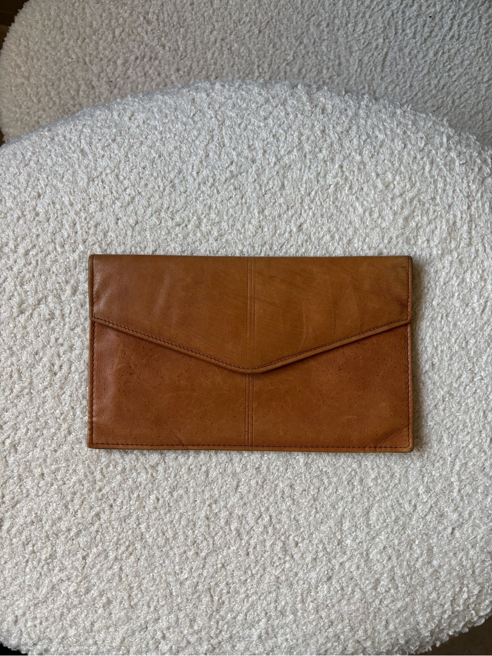 Vintage Renwick Cognac Leather Envelope Wallet Clutch Made in Canada Eaton’s